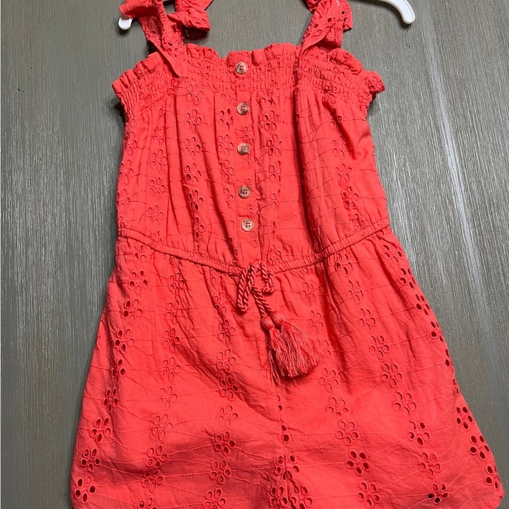Girls' Coral Sleeveless Romper